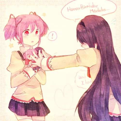akemi homura and kaname madoka (mahou shoujo madoka magica) drawn by mizuki_(flowerlanguage)