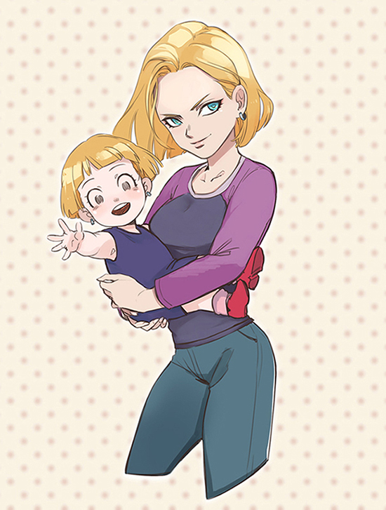 android 18 and marron (dragon ball and 1 more) drawn by hiruchan