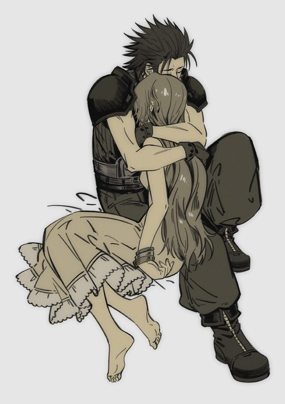 aerith gainsborough and zack fair (final fantasy and 4 more) drawn by huosheanng