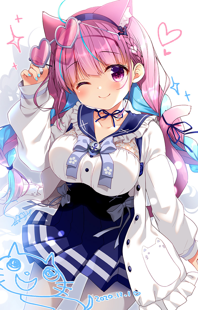 minato aqua and neko (hololive) drawn by sasai_saji