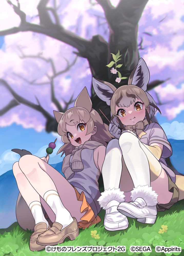 pale fox and rueppell's fox (kemono friends and 1 more) drawn by nishiki_kazue
