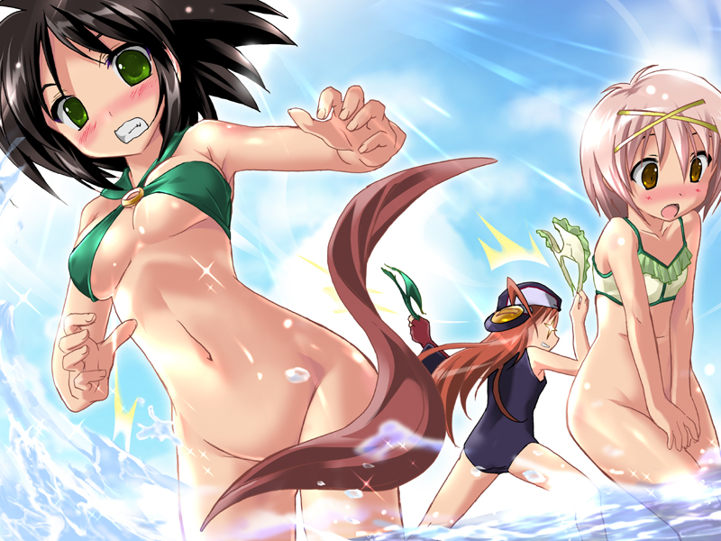 amaneka machbuster, mail seagull, and eana komet (akatsuki no amaneka to aoi kyojin) drawn by komatsu_eiji