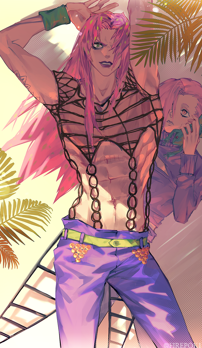 diavolo and vinegar doppio (jojo no kimyou na bouken and 1 more) drawn by firepok