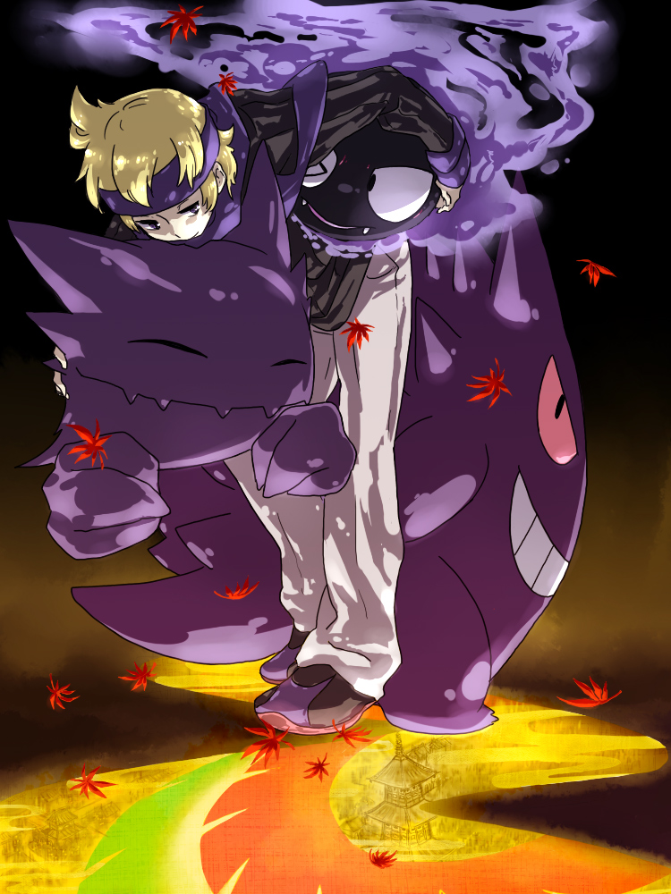 gengar, gastly, haunter, ho-oh, and morty (pokemon and 1 more) drawn by kiharatta