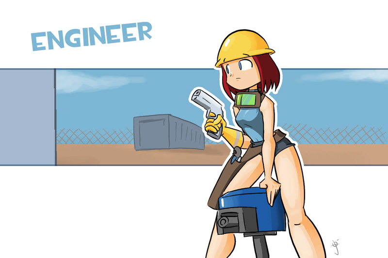 engineer and blu engineer (team fortress 2) drawn by josue_pereira