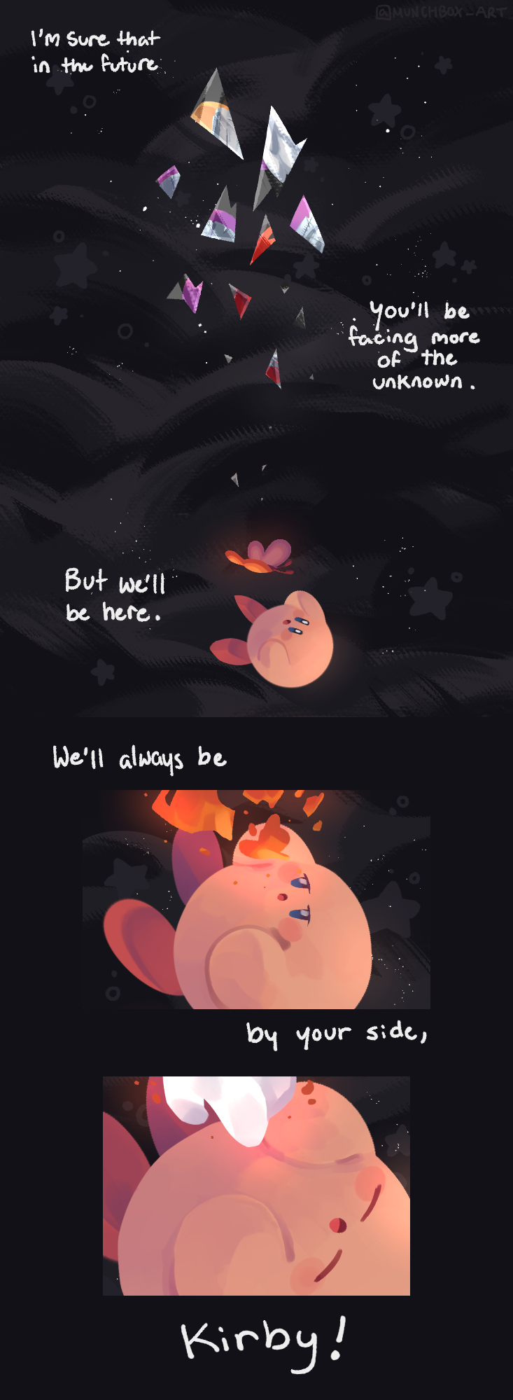 kirby, morpho knight, and galacta knight (kirby) drawn by munchbox_art
