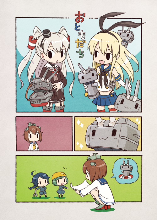shimakaze, amatsukaze, yukikaze, rensouhou-chan, fairy, and 3 more (kantai collection) drawn by soppos