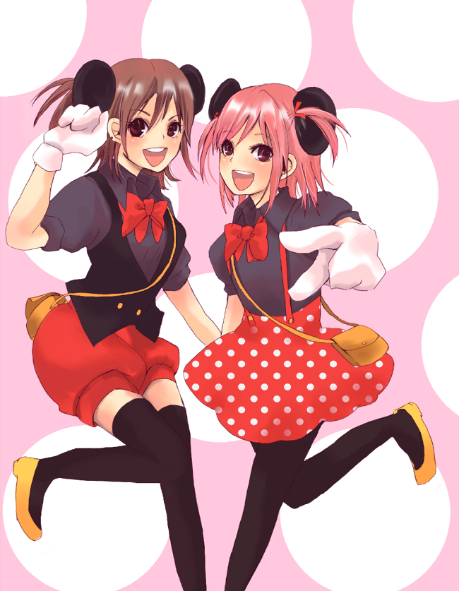 mickey mouse, minnie mouse, sasaki makie, and akashi yuuna (mahou sensei negima! and 1 more) drawn by masaki_(celesta)