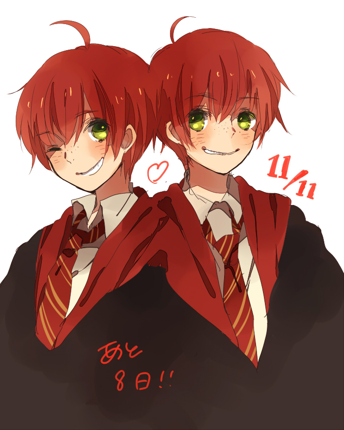 george weasley and fred weasley (wizarding world and 1 more) drawn by miyako_(xxxbibit)