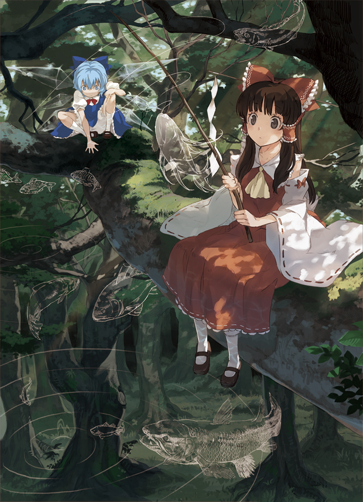 hakurei reimu and cirno (touhou) drawn by cosmic_(crownclowncosmic)
