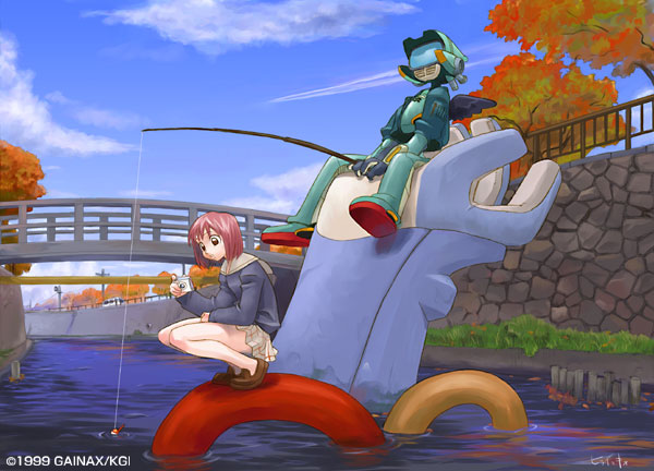 samejima mamimi and canti (flcl) drawn by hirai_yukio