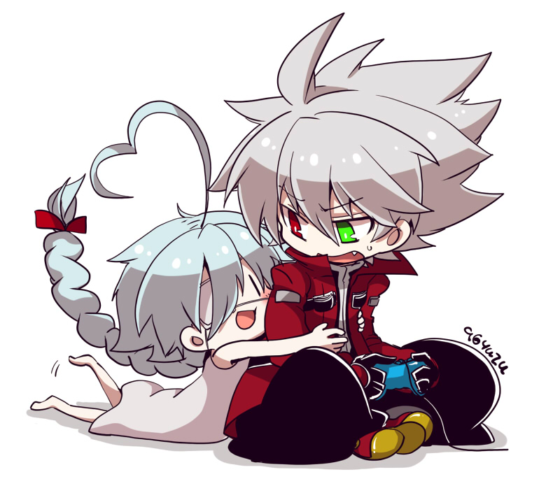 ragna the bloodedge and nu-13 (blazblue) drawn by kuro_yuzu