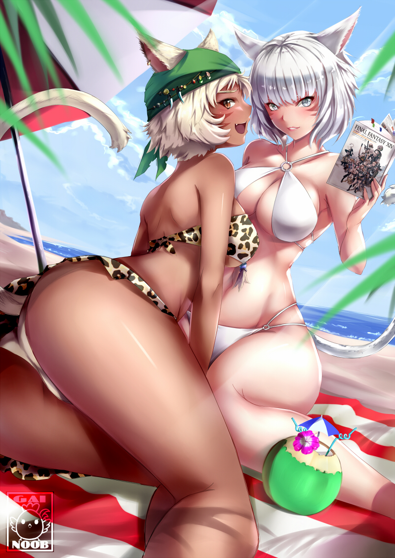 warrior of light and y'shtola rhul (final fantasy and 1 more) drawn by gainoob