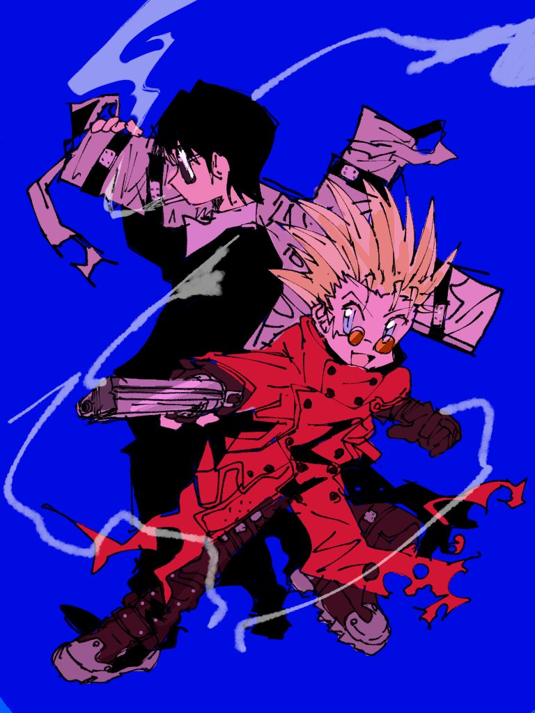 vash the stampede and nicholas d. wolfwood (trigun) drawn by decided_218