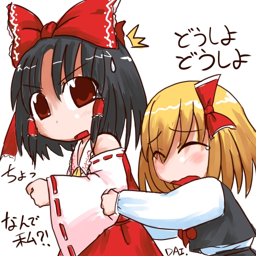 hakurei reimu and rumia (touhou) drawn by rokugou_daisuke