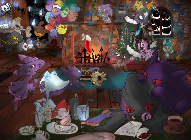 pikachu, rotom, gengar, chikorita, litwick, and 25 more (pokemon) drawn by nn