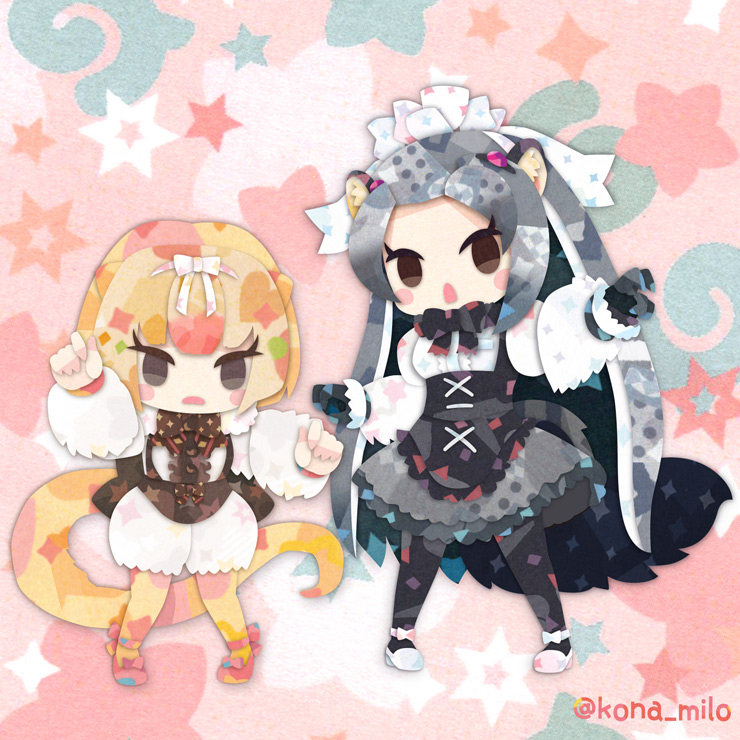 silky anteater and giant anteater (kemono friends and 1 more) drawn by kikuchi_milo
