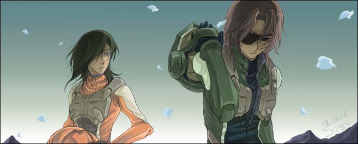 lockon stratos and allelujah haptism (gundam and 1 more) drawn by sizyr