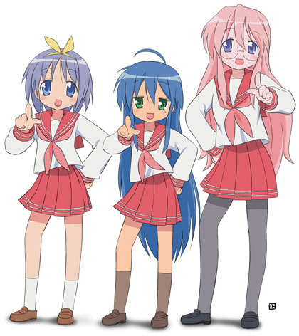 izumi konata, hiiragi tsukasa, and takara miyuki (suzumiya haruhi no yuuutsu and 1 more) drawn by nagian