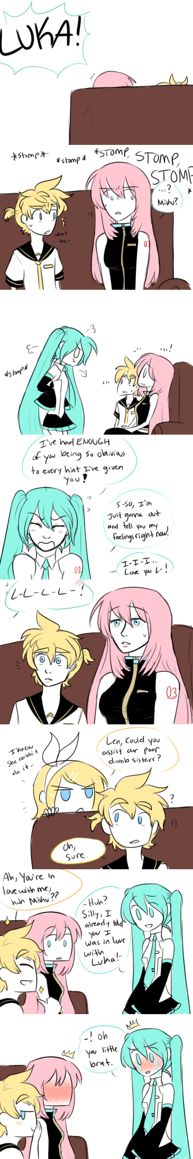 hatsune miku, kagamine rin, kagamine len, and megurine luka (vocaloid) drawn by dashingicecream