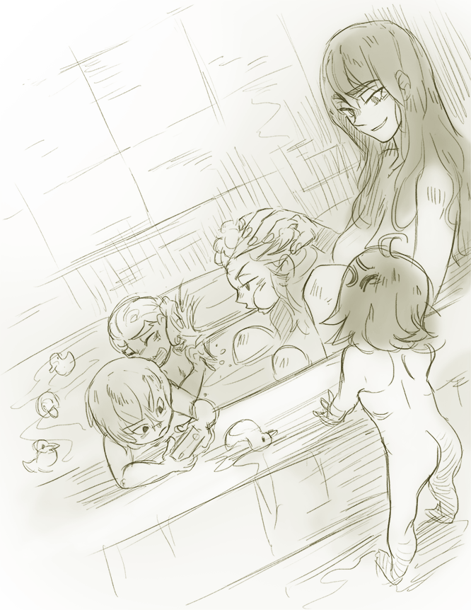 kiryuuin satsuki, jakuzure nonon, gamagoori ira, sanageyama uzu, and inumuta houka (kill la kill) drawn by bonpyro