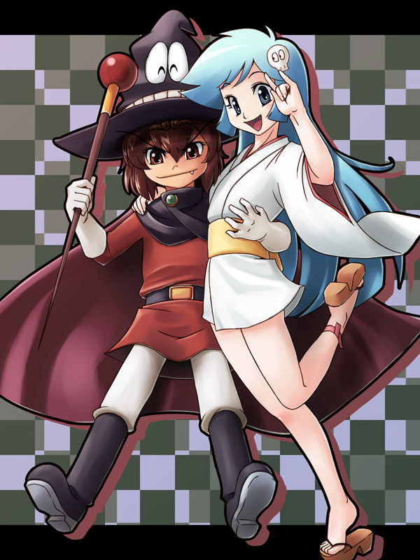 yukiko hime, enma-kun, and chapeauji (dororon enma-kun) drawn by tara_baka_ni