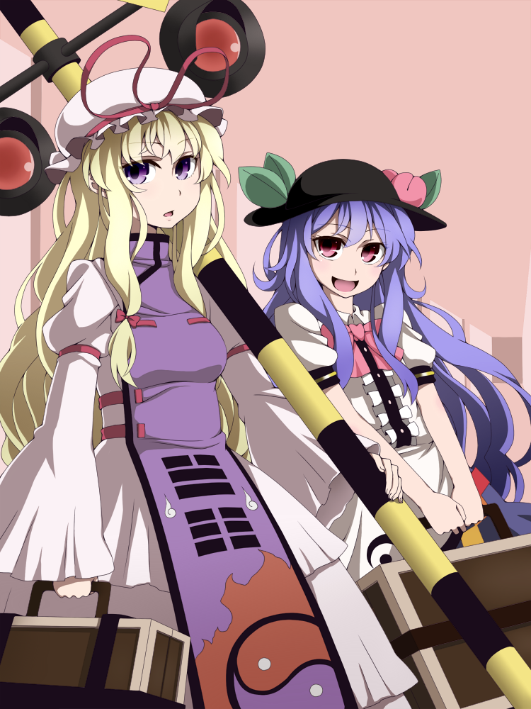 yakumo yukari and hinanawi tenshi (touhou) drawn by tsumidango