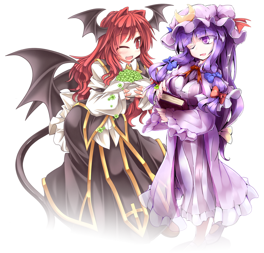 patchouli knowledge and koakuma (touhou) drawn by fumitsuki_(minaduki_6) and mumumu