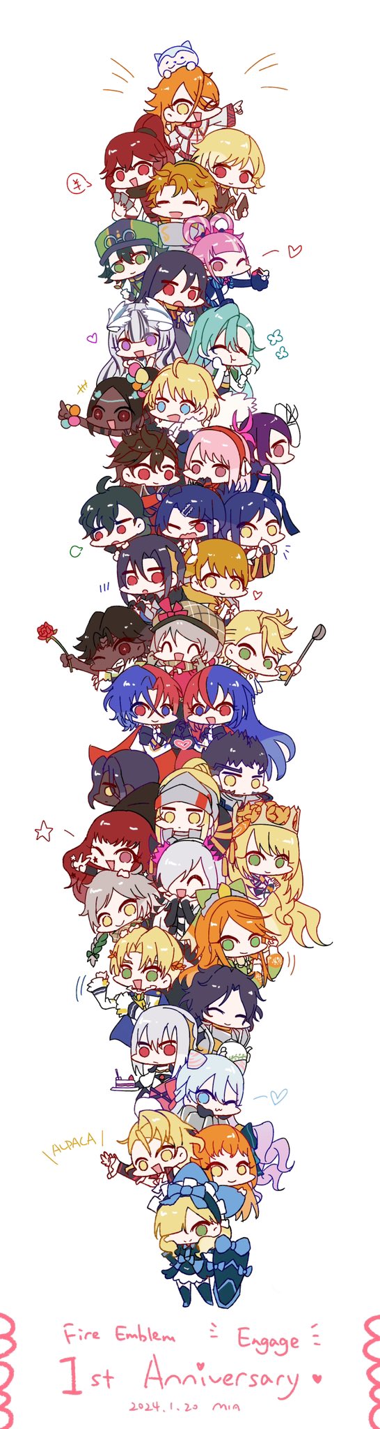 female alear, ivy, male alear, celine, yunaka, and 36 more (fire emblem and 1 more) drawn by hitsuji_mia