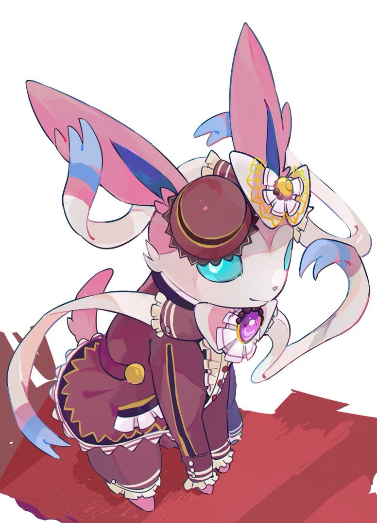 sylveon (pokemon and 1 more) drawn by cyauken_(ouahloup)