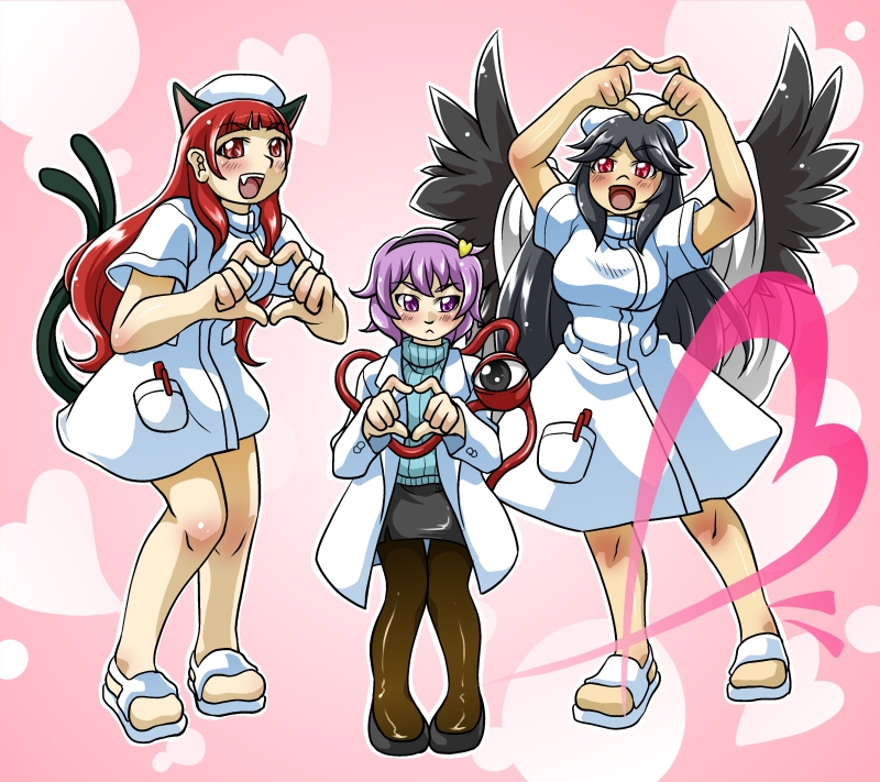 komeiji satori, kaenbyou rin, and reiuji utsuho (touhou) drawn by h.dupp_(nama_aakiruu)