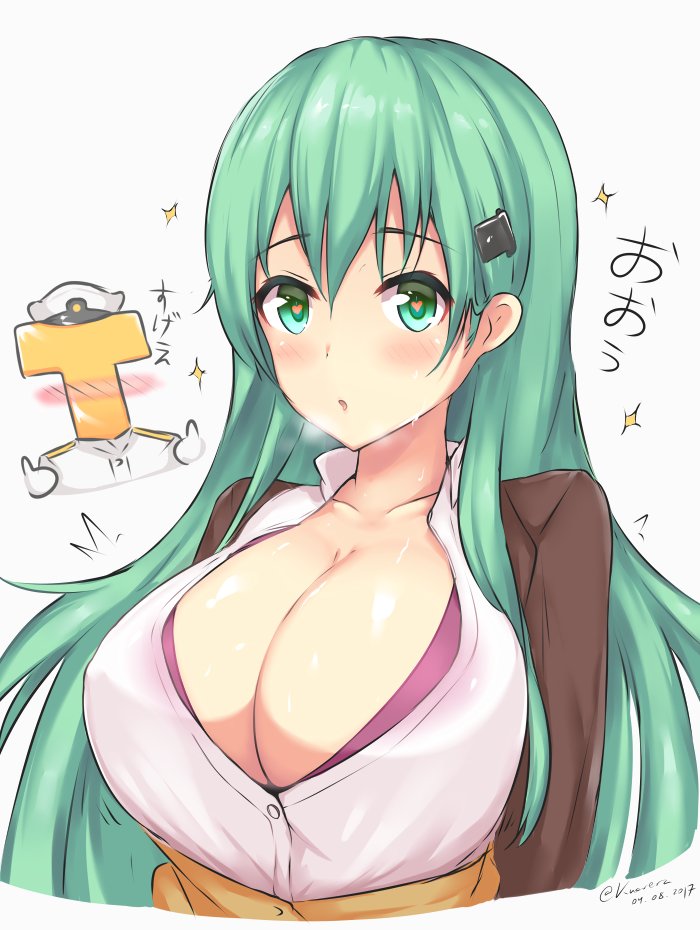 admiral, suzuya, and suzuya kai ni (kantai collection) drawn by kuavera