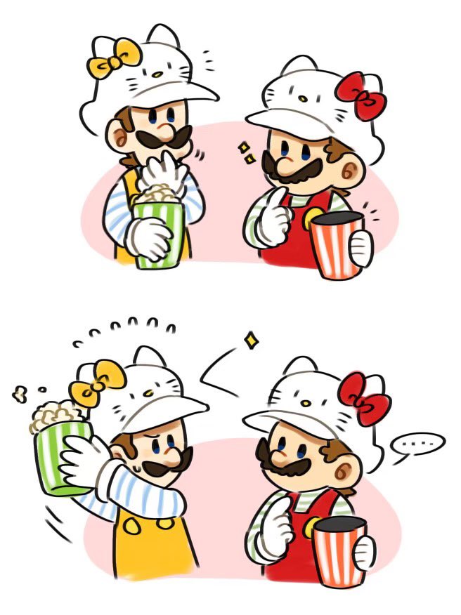 mario, luigi, hello kitty, and mimmy (mario and 2 more) drawn by mimimi_(mimimim9999)