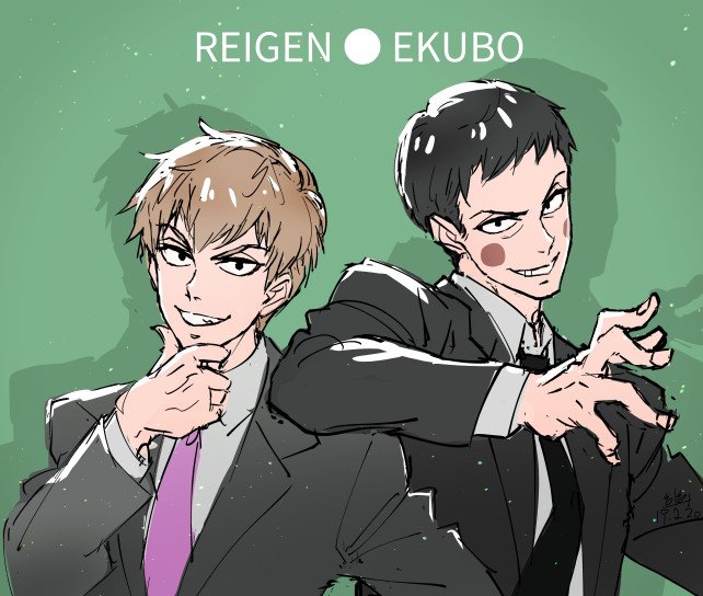 reigen arataka, ekubo, and yoshioka mamoru (mob psycho 100) drawn by u_u_ki_u_u