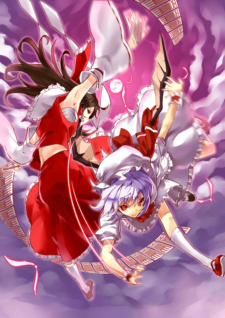 hakurei reimu and remilia scarlet (touhou) drawn by scottie_(phantom2)