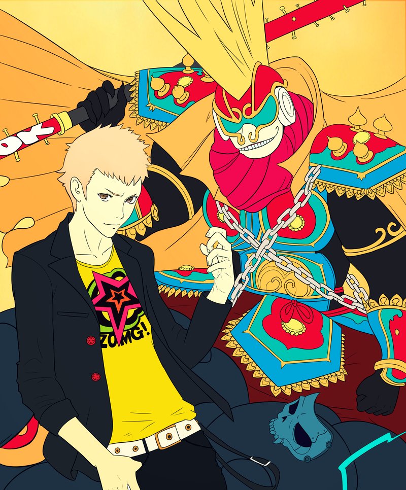 sakamoto ryuuji and seiten taisei (persona and 1 more) drawn by truejekart