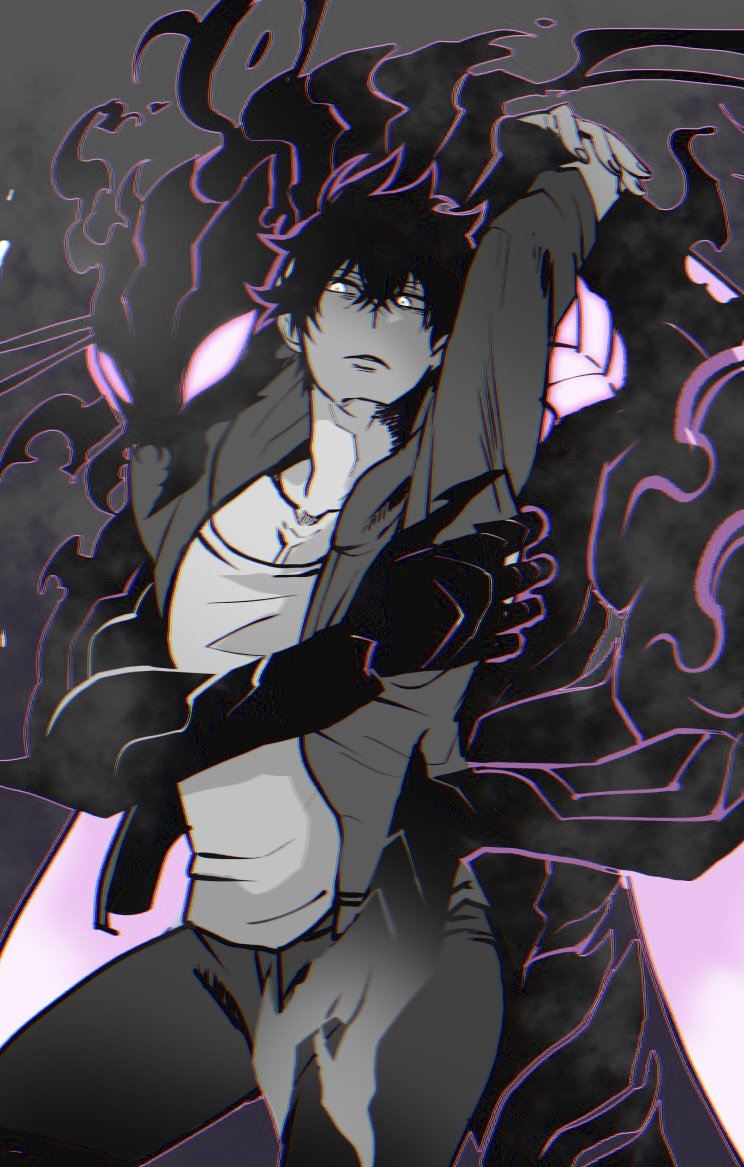 sung jin-woo and beru (solo leveling) drawn by hiyomon