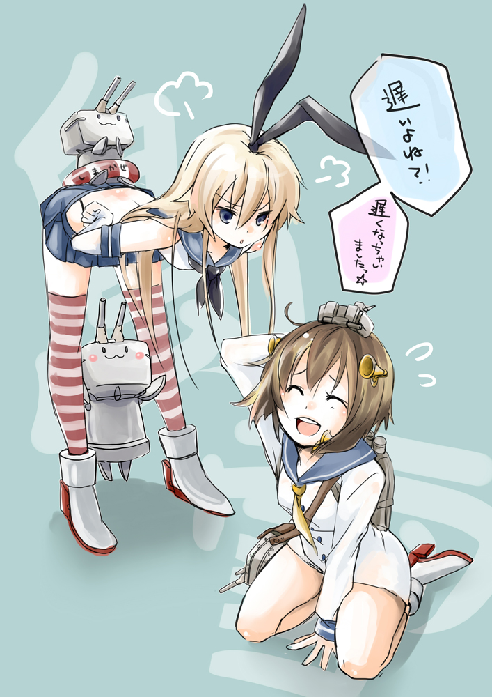 shimakaze, yukikaze, and rensouhou-chan (kantai collection) drawn by nerokuro