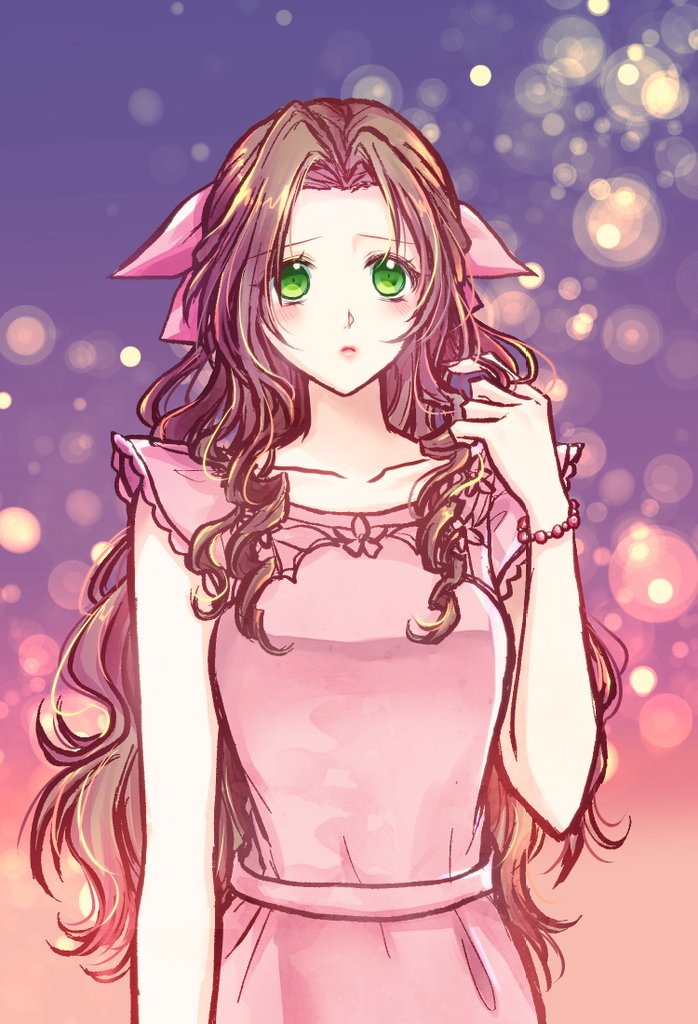 aerith gainsborough (final fantasy and 2 more) drawn by rana_(re_cis)