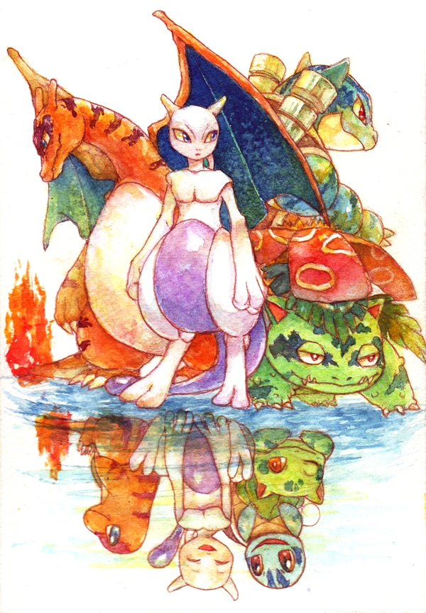 charizard, bulbasaur, squirtle, charmander, mewtwo, and 5 more (pokemon and 1 more) drawn by norisa