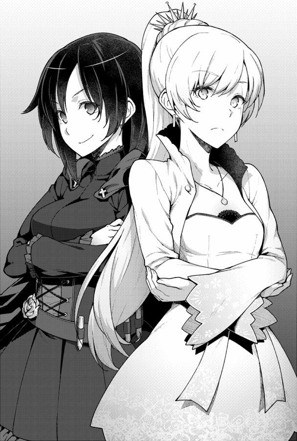 ruby rose and weiss schnee (rwby) drawn by hiroya_juuren