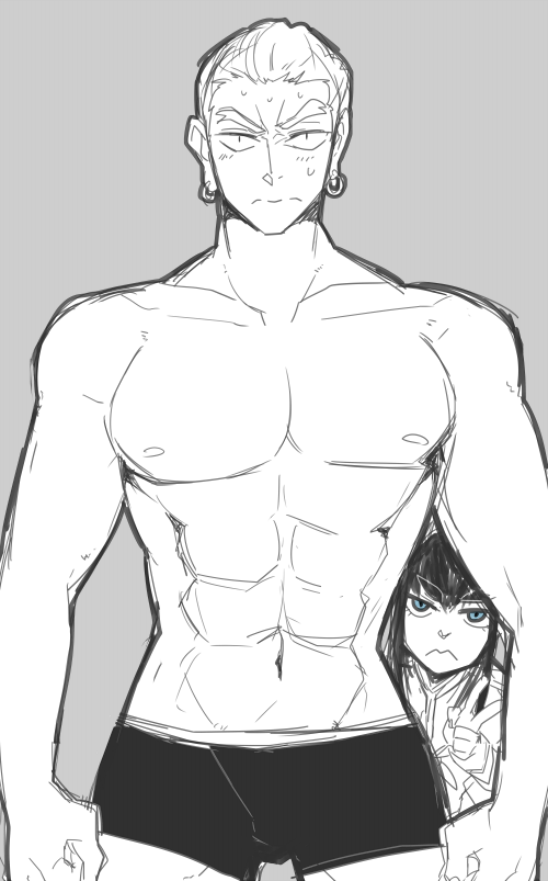 kiryuuin satsuki and gamagoori ira (kill la kill) drawn by a10ta_(takahasi)