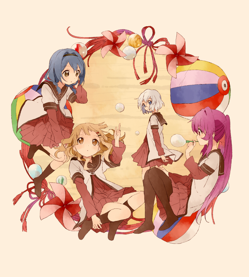oomuro sakurako, furutani himawari, sugiura ayano, and ikeda chitose (yuruyuri) drawn by namori