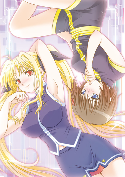 fate testarossa and yagami hayate (lyrical nanoha and 1 more) drawn by hiyori_(nyatto)