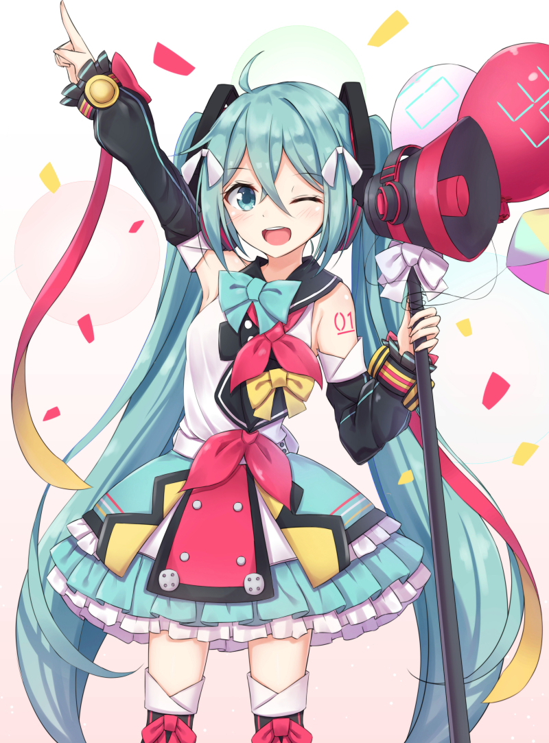 hatsune miku and magical mirai miku (vocaloid and 1 more) drawn by akira_(been0328)