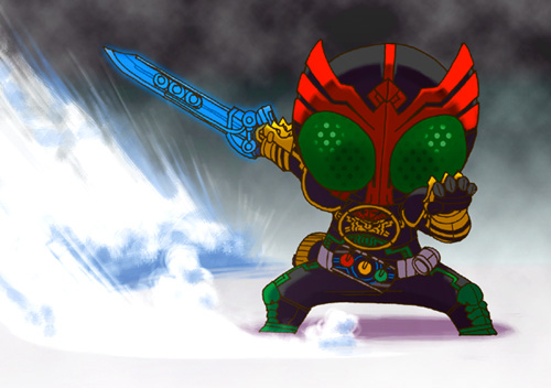 kamen rider ooo (kamen rider and 1 more) drawn by kaos