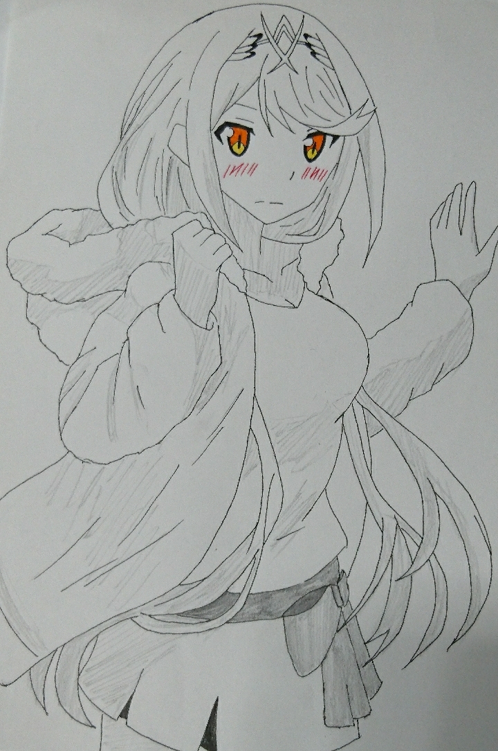 mythra (xenoblade chronicles and 1 more) drawn by fairytaildearkaho