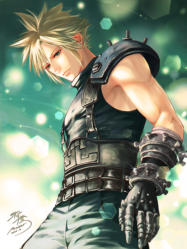cloud strife (final fantasy and 2 more) drawn by amber_(orangeamber12)