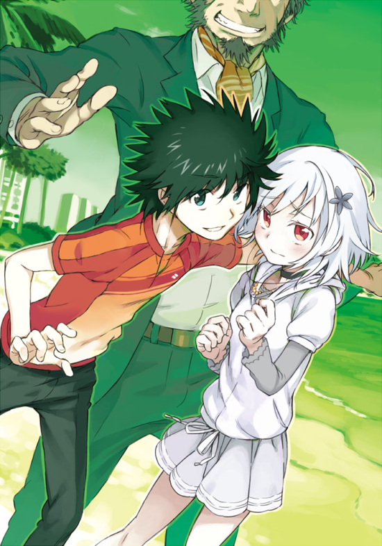 kamijou touma, accelerator, suzushina yuriko, and roberto katze (toaru majutsu no index and 1 more) drawn by haimura_kiyotaka and idora_(idola)