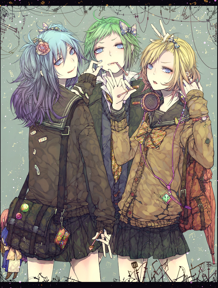hatsune miku, kagamine rin, megurine luka, kaito, and gumi (vocaloid) drawn by nai_kitsu
